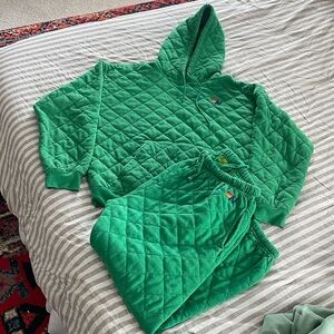Aviator Nation set-  Kelly green Quilted hoodie and sweats
